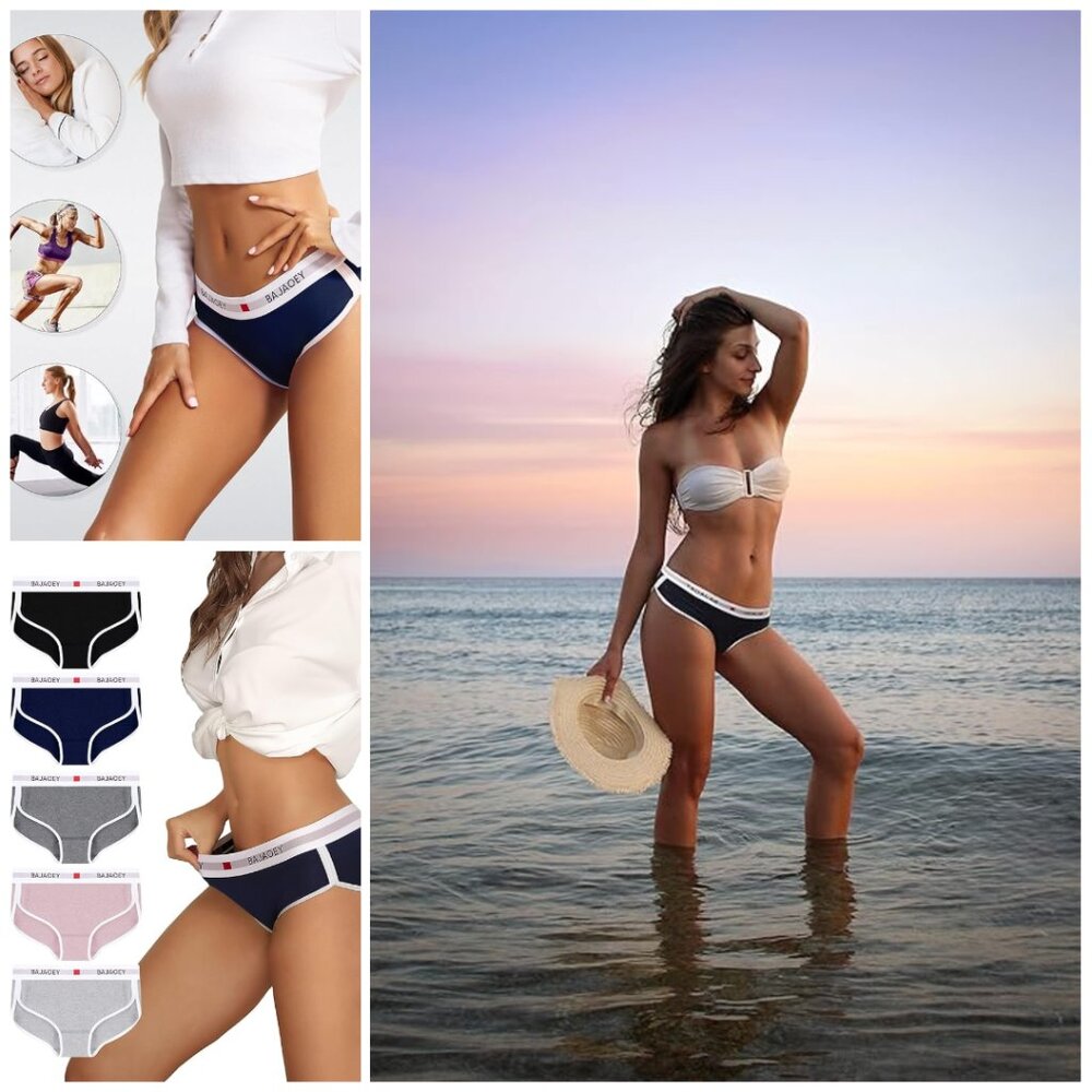 Women's Cotton Underwear Cheeky Panties for Women Comfy Bikini 5 Pcs